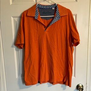 Robert Graham Orange Polo Shirt with Blue Accents